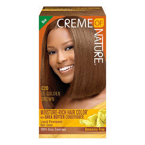 Creme Of Nature Moisture Rich Liquid Hair Color Kit, C20 Golden Brown, 1 Ea